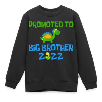 Promoted to Big Bro 2022 - Big Dino Brother - Kids Premium Organic Sweatshirt - black - Front - AI Model Kid Female (0cm)