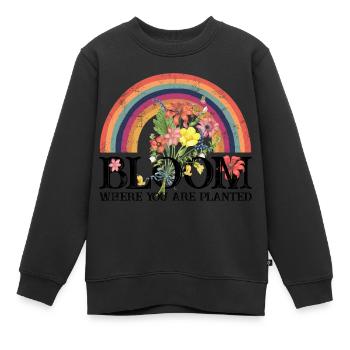 bloom where you are planted Rainbow Blooms - Kids Premium Organic Sweatshirt - black - Front - AI Model Kid Female (0cm)