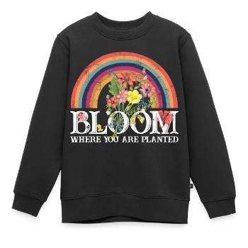 bloom where you are planted Rainbow Blooms - Kids Premium Organic Sweatshirt - black - Front - AI Model Kid Female (0cm)