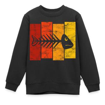 Arête de poisson pour les pêcheurs, les pêcheurs et les enfants | Poissons - Sweat Premium enfant bio - noir - Devant - AI Model Kid Female (0cm)