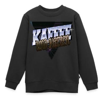 süchtig frühstück trinken bürotasse coffeeshop - Kinder Premium Organic Sweatshirt - Schwarz - Vorne - AI Model Kid Female (0cm)