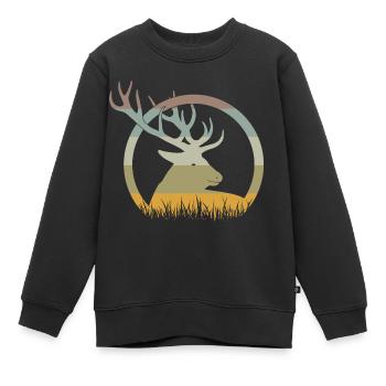 Cerf - Sweat Premium enfant bio - noir - Devant - AI Model Kid Female (0cm)