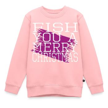 love funny gym fish quote comic adventure - Kinder Premium Organic Sweatshirt - Rosa - Vorne - AI Model Kid Female (0cm)