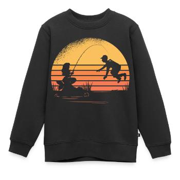 Meerjungfrau Fischerei Fischer Meerjungfrau Fische - Kinder Premium Organic Sweatshirt - Schwarz - Vorne - AI Model Kid Female (0cm)