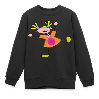 hooray! - Kids Premium Organic Sweatshirt - black - Front - AI Model Kid Female (0cm)