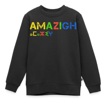 Amazigh Kabyle Tifinagh Patriotic Colorful Vintage - Kids Premium Organic Sweatshirt - black - Front - AI Model Kid Female (0cm)