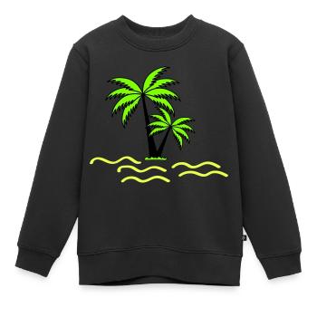 Palmiers - Sweat Premium enfant bio - noir - Devant - AI Model Kid Female (0cm)