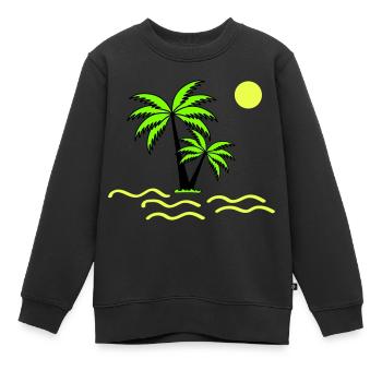 Palmen - Kinder Premium Organic Sweatshirt - Schwarz - Vorne - AI Model Kid Female (0cm)