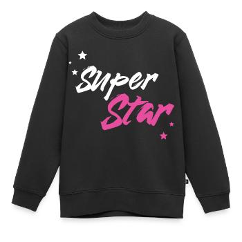 Super Star - Sweat Premium enfant bio - noir - Devant - AI Model Kid Female (0cm)