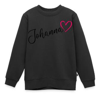 Johanna Nom Prénom Rose cœur - Sweat Premium enfant bio - noir - Devant - AI Model Kid Female (0cm)