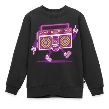 Style radio rétro mignon - Sweat Premium enfant bio - noir - Devant - AI Model Kid Female (0cm)