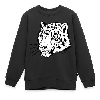 Schneeleopard im Comic Stiel - Kinder Premium Organic Sweatshirt - Schwarz - Vorne - AI Model Kid Female (0cm)