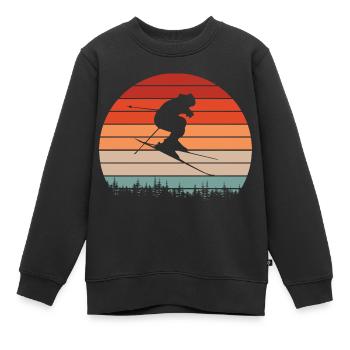 Ski ski ski motif pour skieurs - Sweat Premium enfant bio - noir - Devant - AI Model Kid Female (0cm)