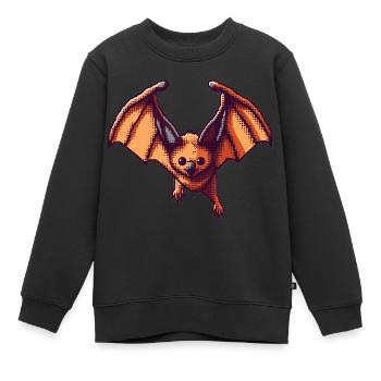 Flughund als Retro und Vintage Pixelart - Kinder Premium Organic Sweatshirt - Schwarz - Vorne - AI Model Kid Female (0cm)