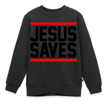 Jésus sauve - Sweat Premium enfant bio - noir - Devant - AI Model Kid Female (0cm)