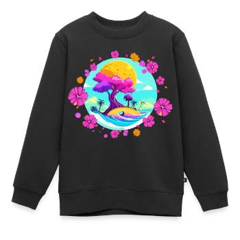 Rosa Blüte - Kinder Premium Organic Sweatshirt - Schwarz - Vorne - AI Model Kid Female (0cm)