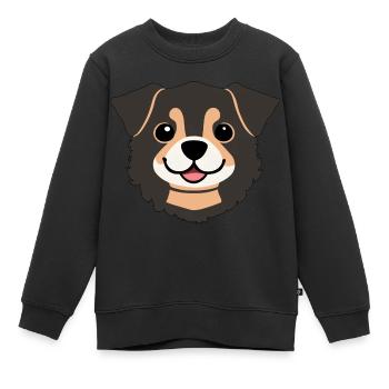 Chien mignon - Sweat Premium enfant bio - noir - Devant - AI Model Kid Female (0cm)