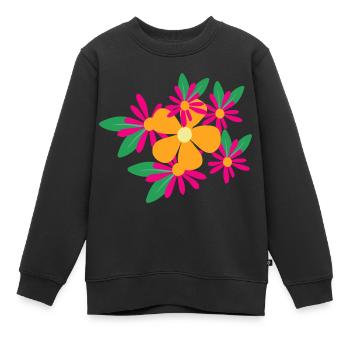 Flower Flower Plant - Sweat Premium enfant bio - noir - Devant - AI Model Kid Female (0cm)