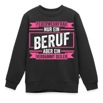 Feuerwehr Feuerwehrfrau - Kinder Premium Organic Sweatshirt - Schwarz - Vorne - AI Model Kid Female (0cm)
