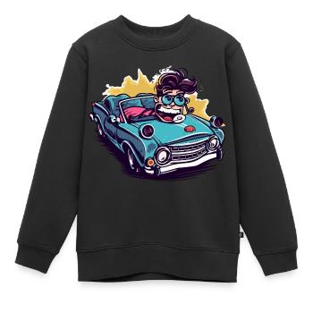 Max im Cabrio - Kinder Premium Organic Sweatshirt - Schwarz - Vorne - AI Model Kid Female (0cm)