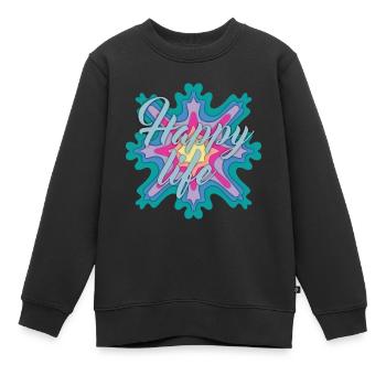 Vie heureuse - se sentir heureux - Sweat Premium enfant bio - noir - Devant - AI Model Kid Female (0cm)