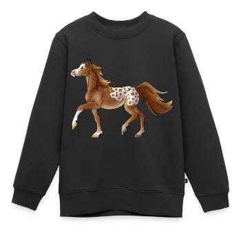 Herbstliches Pferd🍁🍂 - Kinder Premium Organic Sweatshirt - Schwarz - Vorne - AI Model Kid Female (0cm)