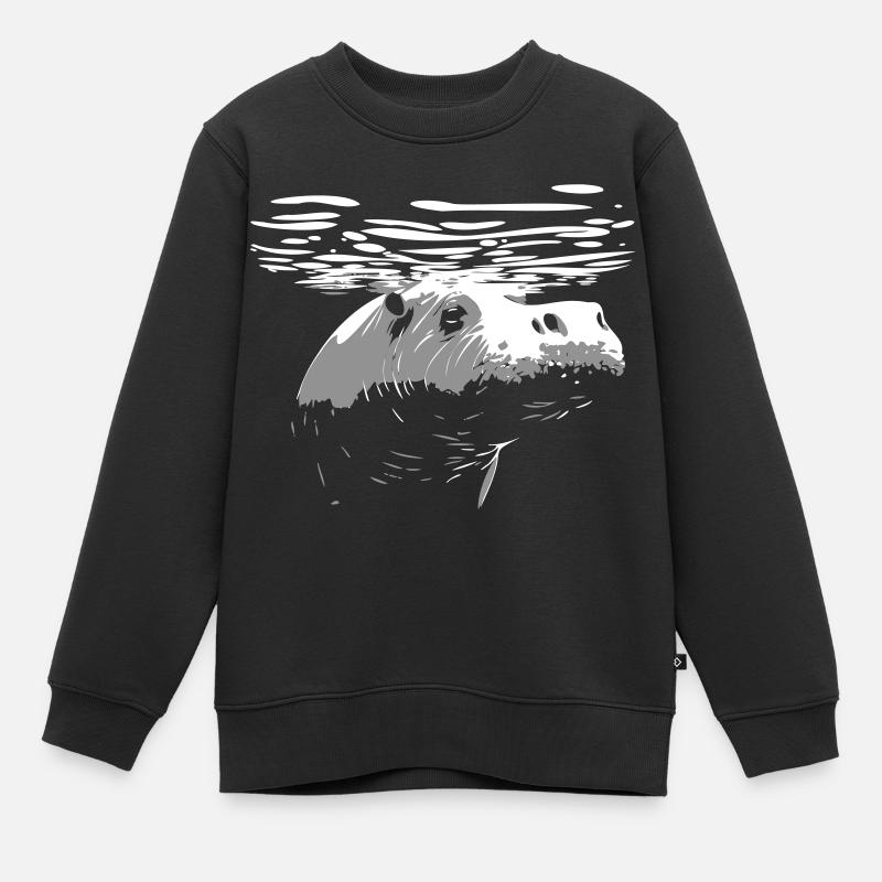 Hippopotame - Sweat Premium enfant bio - noir