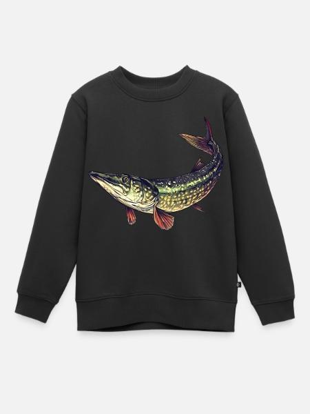 Zielfisch Hecht Angelsport - Kinder Premium Organic Sweatshirt - Schwarz