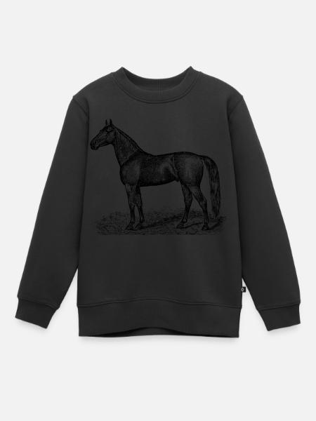 Pferde - Kinder Premium Organic Sweatshirt - Schwarz