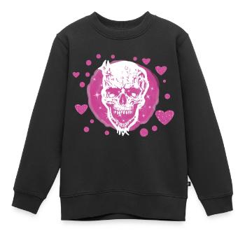 Herzlicher Totenkopf - Herzen - Kinder Premium Organic Sweatshirt - Schwarz - Vorne - AI Model Kid Female (0cm)
