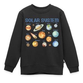 Aquarellwunder - Benanntes Sonnensystem - Kinder Premium Organic Sweatshirt - Schwarz - Vorne - AI Model Kid Female (0cm)