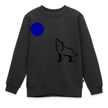 Loup Pleine Lune - Sweat Premium enfant bio - noir - Devant - AI Model Kid Female (0cm)