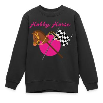 Hobby Horse Steckenpferd und Zielflagge - Kinder Premium Organic Sweatshirt - Schwarz - Vorne - AI Model Kid Female (0cm)