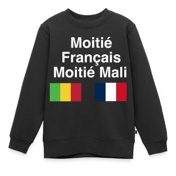 Moitié Français Moitié Mali - Sweat Premium enfant bio - noir - Devant - AI Model Kid Female (0cm)