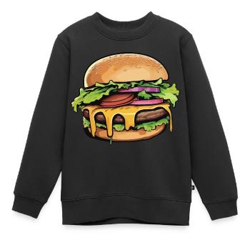 hamburger - Sweat Premium enfant bio - noir - Devant - AI Model Kid Female (0cm)