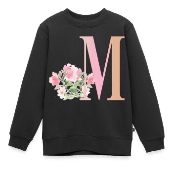 Buchstabe M mit Blumen - Kinder Premium Organic Sweatshirt - Schwarz - Vorne - AI Model Kid Female (0cm)