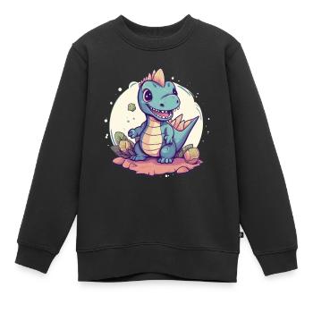 Dino - Kinder Premium Organic Sweatshirt - Schwarz - Vorne - AI Model Kid Female (0cm)