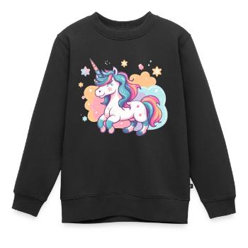 Einhorn - Kinder Premium Organic Sweatshirt - Schwarz - Vorne - AI Model Kid Female (0cm)