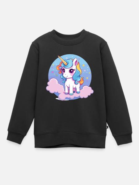 Licorne - Sweat Premium enfant bio - noir