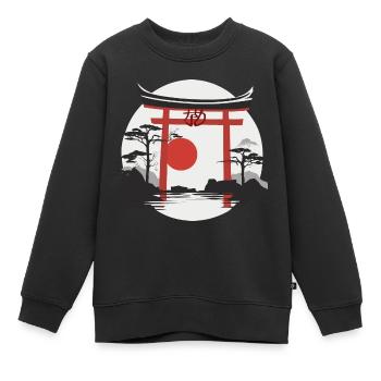 Rotes Torri Tor - Kinder Premium Organic Sweatshirt - Schwarz - Vorne - AI Model Kid Female (0cm)