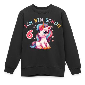 Magisches Einhorn: Ich bin schon 6 Jahre alt. - Kinder Premium Organic Sweatshirt - Schwarz - Vorne - AI Model Kid Female (0cm)