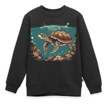 Schildkröte unter Wasser - Kinder Premium Organic Sweatshirt - Schwarz - Vorne - AI Model Kid Female (0cm)