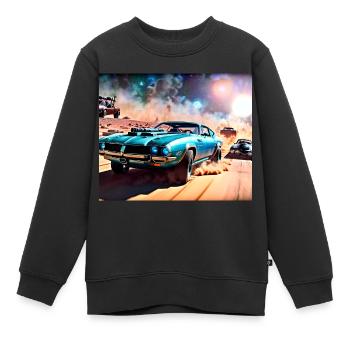 Gek en woedend #1 - Kinder Premium sweater biologisch - zwart - Voor - AI Model Kid Female (0cm)