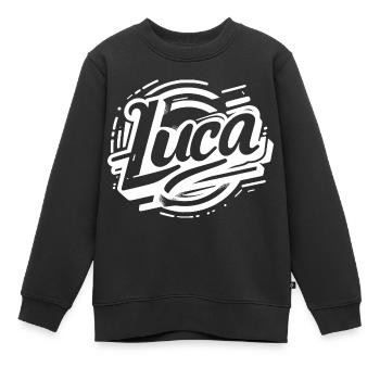 Luca Name Graffiti - Kinder Premium Organic Sweatshirt - Schwarz - Vorne - AI Model Kid Female (0cm)