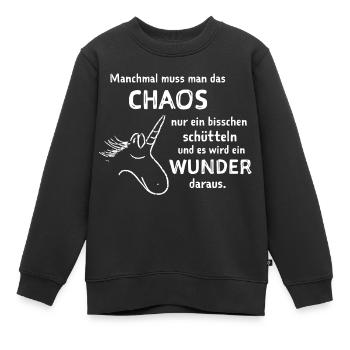 lustiger Spruch witzige Sprüche Chaos schütteln 2 - Kinder Premium Organic Sweatshirt - Schwarz - Vorne - AI Model Kid Female (0cm)