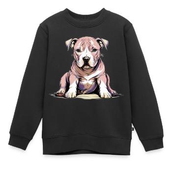 Pitbul Welpe - Kinder Premium Organic Sweatshirt - Schwarz - Vorne - AI Model Kid Female (0cm)
