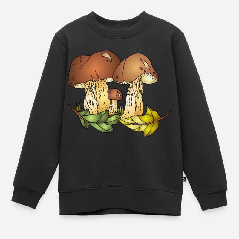 Pilze - Kinder Premium Organic Sweatshirt - Schwarz