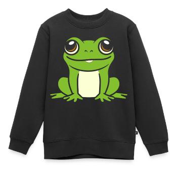 Kleiner Frosch - Kinder Premium Organic Sweatshirt - Schwarz - Vorne - AI Model Kid Female (0cm)