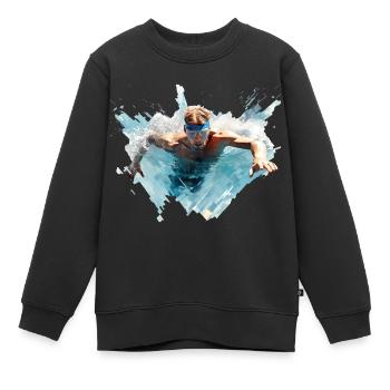 Schwimmen ist eine sehr gesunde Sportart - Kinder Premium Organic Sweatshirt - Schwarz - Vorne - AI Model Kid Female (0cm)