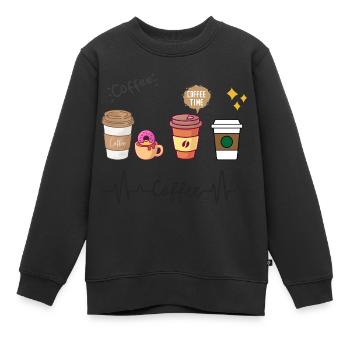 Ich liebe Kaffee - Kinder Premium Organic Sweatshirt - Schwarz - Vorne - AI Model Kid Female (0cm)